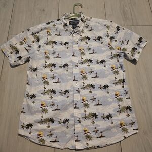 American Rag White Surfer Print Men's Shirt